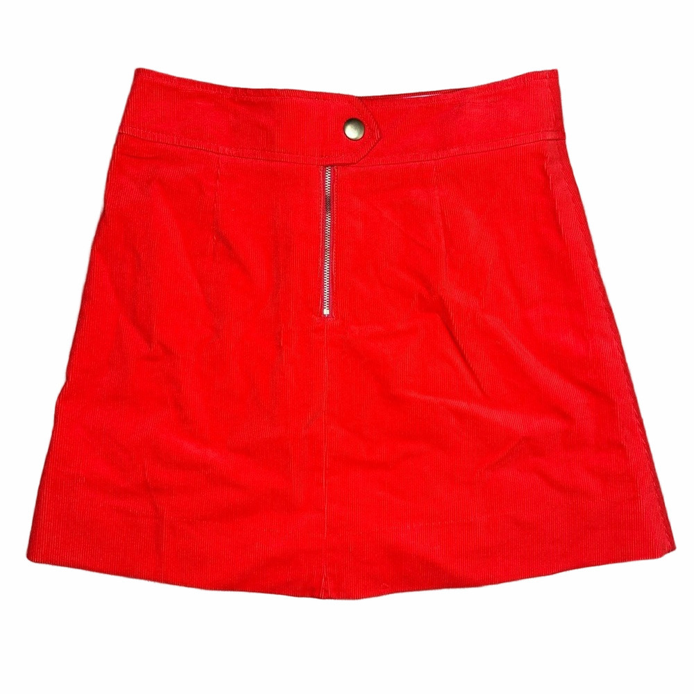 NWT J. Crew Mini Skirt Corduroy Sunset Red Gold 100% Cotton Size 4 - Picture 2 of 13